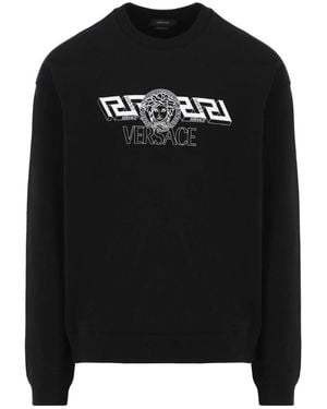 Versace Medusa Head Motif Crewneck Sweatshirt - Black