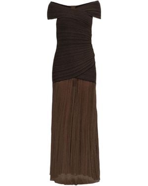Balmain Draped Off-Shoulder Dress - Brown