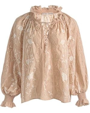 Alice + Olivia Norah Embroidered Blouse - Natural