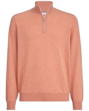 Brunello Cucinelli Half-Zip Cashmere Jumper - Pink