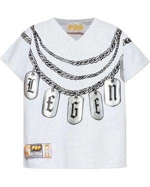 PDF CHANNEL Pdf Graphic V-Neck T-Shirt - Grey