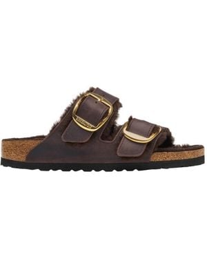Birkenstock Arizona Shearling Flat Sandals - Brown