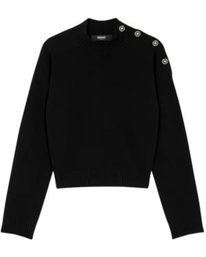 Versace Stand-Up Neck Knitted Sweater - Black