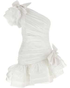 Alessandra Rich Ruffle Dress - White