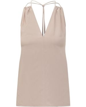 Victoria Beckham V-Neck Halter Top - Natural