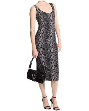 MICHAEL Michael Kors Snake-Print Georgette Midi Dress - Black