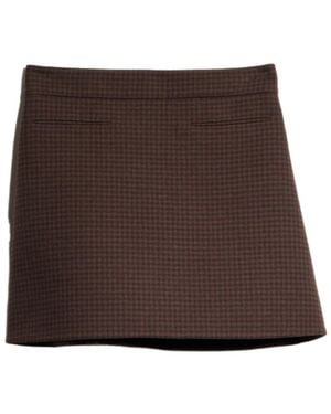 Gucci Gingham Wool Mini Skirt - Brown
