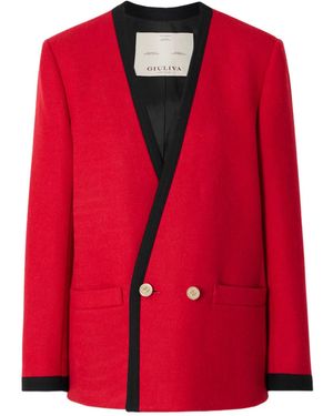 Giuliva Heritage And Color-Block Cross Front Wool Jacket - Red
