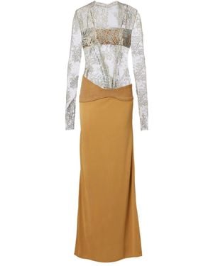 Christopher Esber Sèpienne Lace And Suede Gown - Metallic