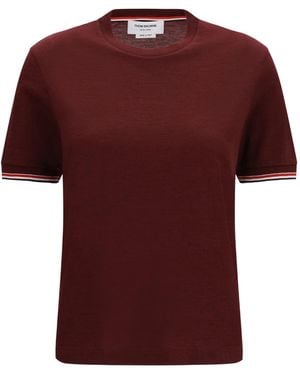 Thom Browne Rwb Striped Knitted T-Shirt - Red