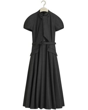 Dior Mid-Length Dress With Ascot-Effect Tied Collar - Black