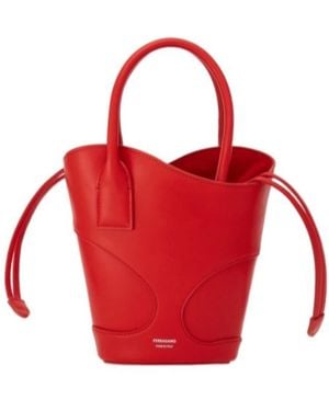 Ferragamo Ferragamo Cut Out Detailed Bucket Bag - Red