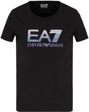 EA7 Logo Series Stretch-Cotton Crew-Neck T-Shirt With Sequin Logo - Black