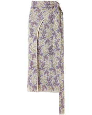 Rabanne Wrap Jacquard Midi Skirt - Grey