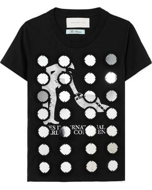 Conner Ives Spliced Satin T-Shirt - Black