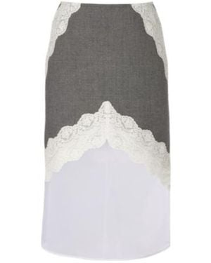 Jil Sander Lace-Trimmed Wool Midi Skirt - Grey
