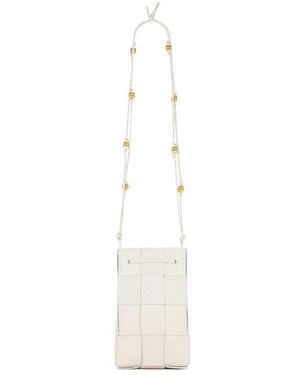 Bottega Veneta Intreccio Strapped Bucket Bag - White