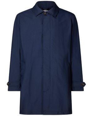 Save The Duck Logo-Appliqué Single-Breasted Coat - Blue