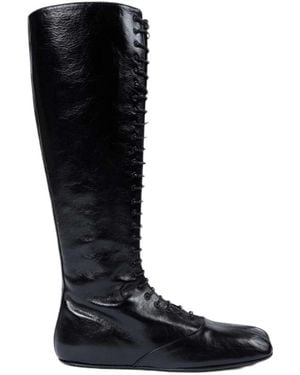 Ann Demeulemeester Ysha Squared Lace-Up High Boots - Black