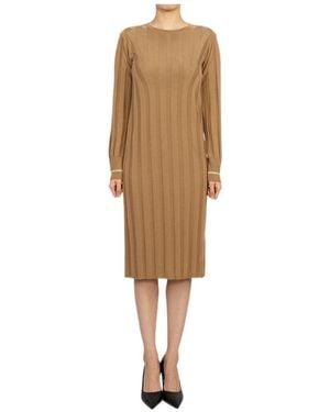 MAX MARA ACERI KNIT LONG DRESS ニット Max Mara Aceri Knit Long Dress in Brown | Lyst