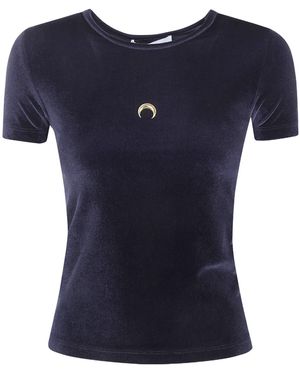 Marine Serre Moon-Logo T-Shirt - Blue