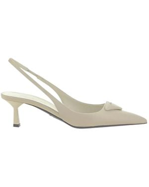 Prada Logo High-Heeled Sandals - White