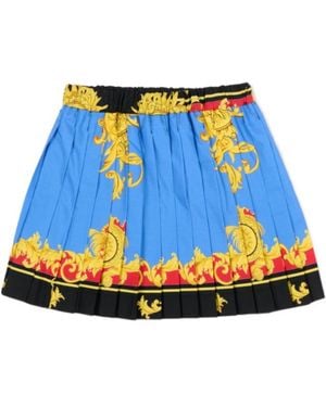 Versace Barocco-Print Pleated Skirt - Blue