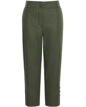 Weekend by Maxmara Melange Wool-Blend Cropped Pants - Green