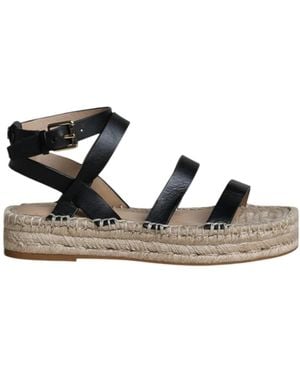 Ralph Lauren Round Toe Flat Sandals - Black