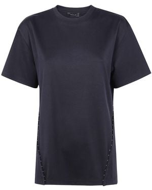 Mugler Metallic-Detail Cotton T-Shirt - Blue