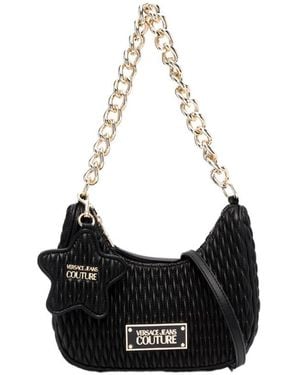 Versace Jeans Couture Couture Logo-Plaque Quilted Chained Shoulder Bag - Black
