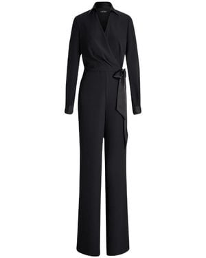 Ralph Lauren Long-Sleeved V-Neck Jumpsuit - Black