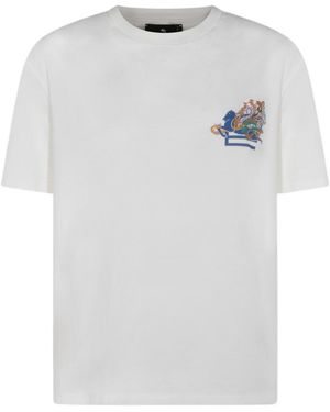 Etro Pegaso Embroidered Short-Sleeved T-Shirt - White
