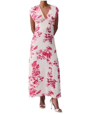 Liu Jo Long Printed Satin Dress - Pink