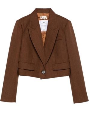 Elisabetta Franchi Single-Button V-Neck Blazer - Brown