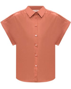 Twinset Short-Sleeve Poplin Shirt - Orange