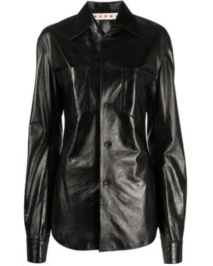 Marni High-Shine Leather Shirt - Black