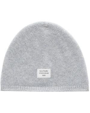 Acne Studios Cashmere Beanie With Logo - White