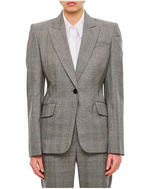 McQueen Button Suit Jacket - Grey