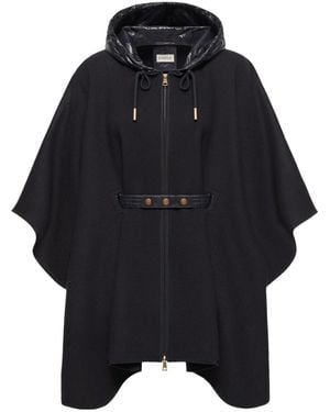 Moncler Padded Wool Blend Cape - Black