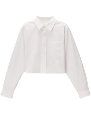 Alexander Wang Cropped Logo-Embroidered Shirt - White