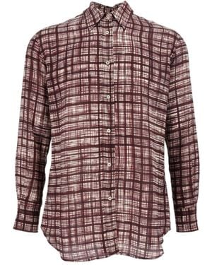 Aspesi Check-Print Silk Shirt - Red
