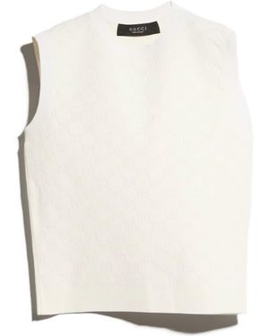 Gucci Gg Fine Viscose Jacquard Top - White