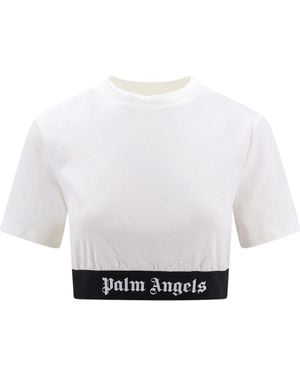 Palm Angels Logo Waistband Cropped Top - White