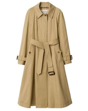 Burberry Long Gabardine Ellingham Fit-And-Flare Car Coat - Natural