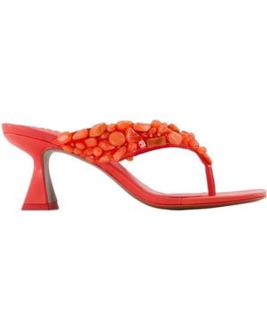 Cult Gaia Embellished Heeled Sandals - Red