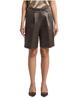 Peserico Pleated Turn-Up Shorts - Grey