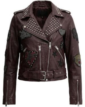 AllSaints College Leather Biker Jacket - Black