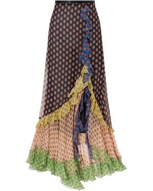 Etro Ruffled Tiered Floral-Print Silk-Chiffon Maxi Skirt - Multicolor