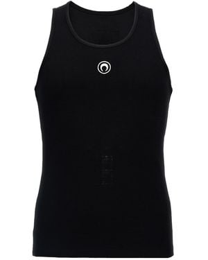 Marine Serre Ribbed Tank Top - Black